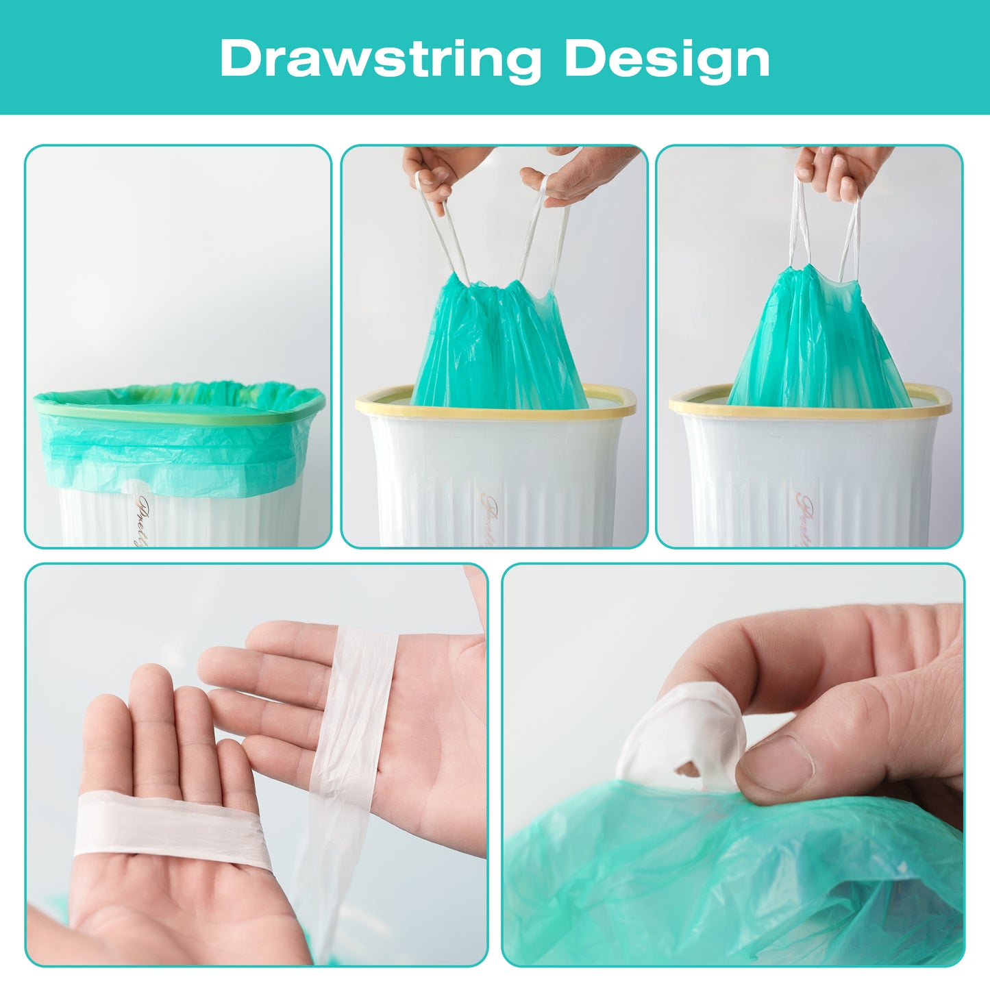 13 Gallon Trash Bags, 0.9Mil Heavy Duty Tall Kitchen Trash Bag, 50 Count Drawstring Trash Bags for Home Kitchen, Hotels, Neighborhoods