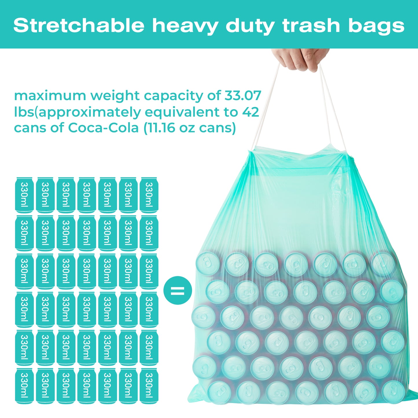 13 Gallon Trash Bags, 0.9Mil Heavy Duty Tall Kitchen Trash Bag, 50 Count Drawstring Trash Bags for Home Kitchen, Hotels, Neighborhoods
