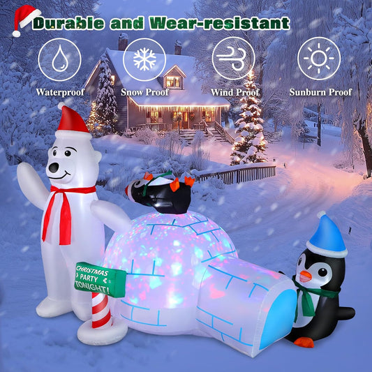 8ft Christmas Inflatable Snowman Colorful Rotating LED Lights for Outdoor & Indoor Holiday Yard Decorations