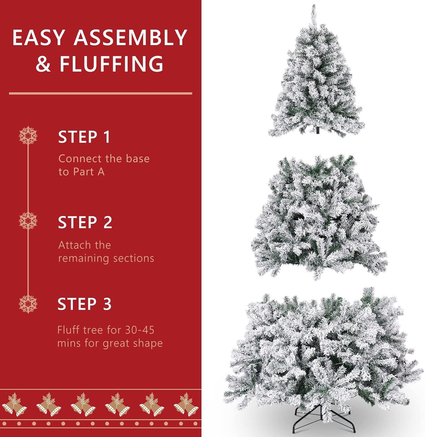 5ft Pre-lit Snow Flocked Artificial Christmas Tree Holiday Decoration w/ Metal Stand