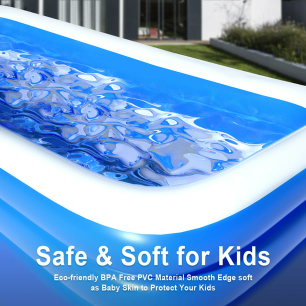 MoonSun Inflatable Pools Kiddie Pool, 71" X 51" X 24" Rectangle Swimming Pool for Kids, Toddlers, Infant, 3 Layers