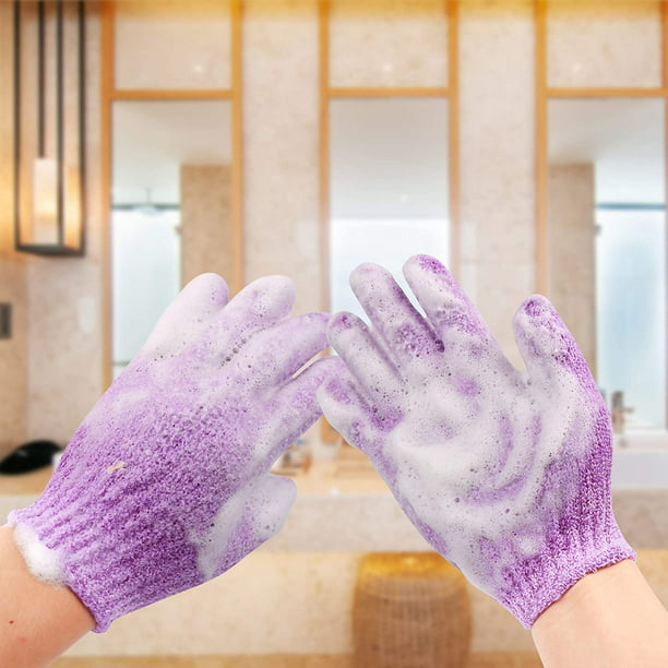 6 Pairs Exfoliating Shower Gloves, Stretch Body Scrubber Loofah Gloves, Exfoliating Dual Texture Bath Gloves for Shower, Spa, Massage, Family Scrubbing Glove for Women Men