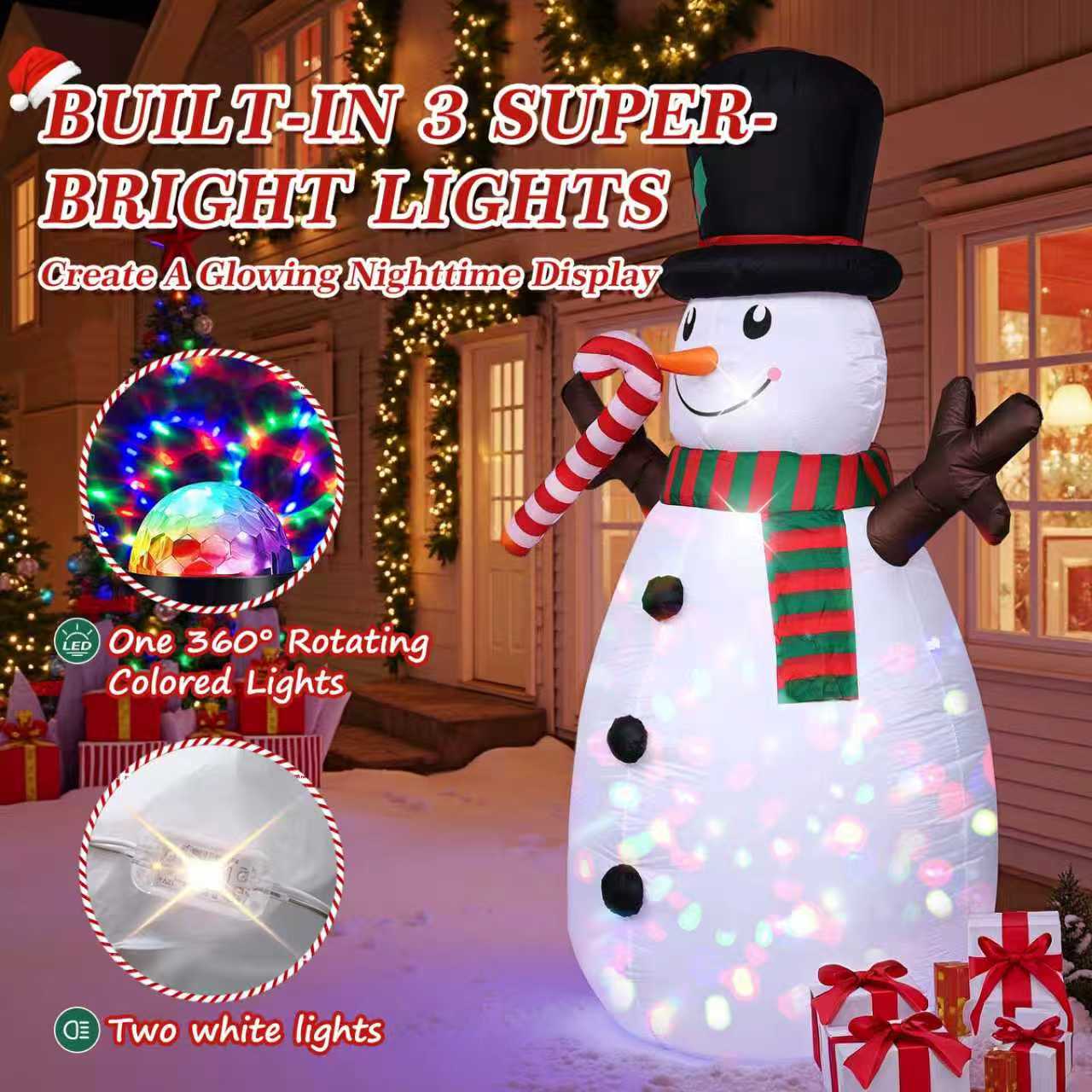8 FT Christmas Inflatables Snowman Outdoor Decorations Blow Up Yard Decoration with LED Lights Built-in for Xmas Holiday Party Indoor