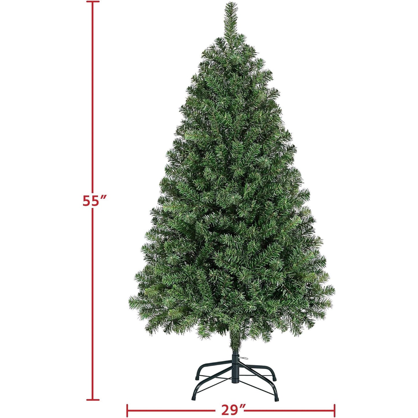 4.5ft Pre-lit PVC Christmas Tree 200 LED Light Metal Stand