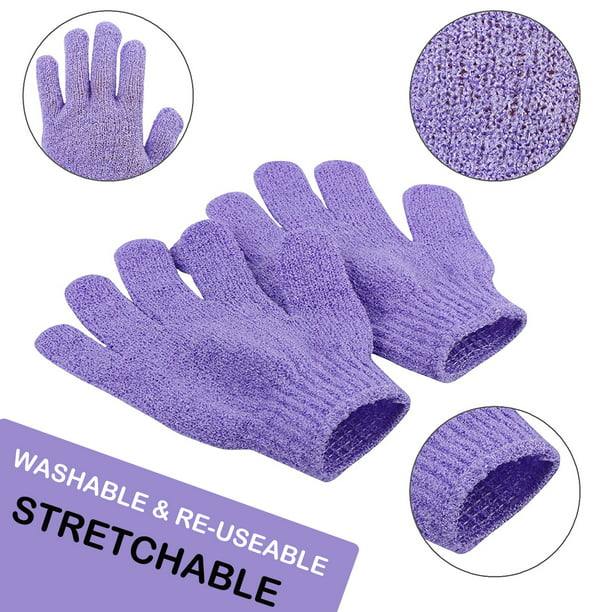 8 Pairs Exfoliating Shower Gloves, MoonSun Stretch Body Scrubber Loofah Gloves, Exfoliating Dual Texture Bath Wash Gloves for Shower, Spa, Massage, Family Scrubbing Glove for Women Men