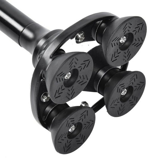 MoonSun Walking Cane for Men Women, Foldable Adjustable Collapsible Walking Stick with Two Comfort Handle,LED Flashlight, Pivoting Quad Base Standable Folding Cane for Seniors Adults Black