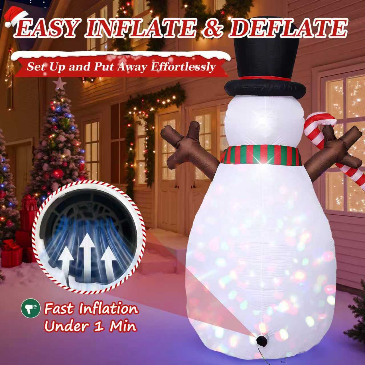 8 FT Christmas Inflatables Snowman Outdoor Decorations Blow Up Yard Decoration with LED Lights Built-in for Xmas Holiday Party Indoor