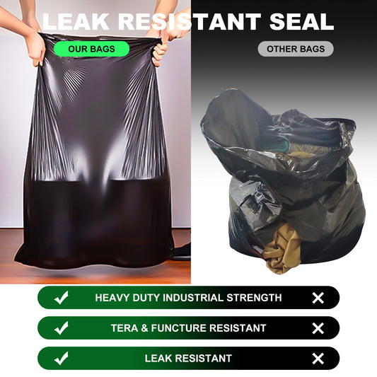 MoonSun Trash Bags, 2.2 Mil 55-60 Gallon Large Contractor Bags 30 Counts Heavy Duty Outdoor Garbage Can Liners Black