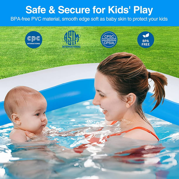 MoonSun Inflatable Pools Kiddie Pool, 71" X 51" X 24" Rectangle Swimming Pool for Kids, Toddlers, Infant, 3 Layers