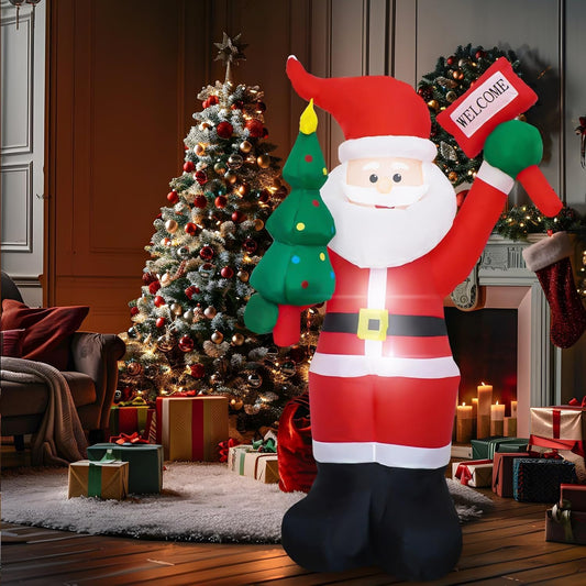 8 FT Christmas Inflatable Santa Claus with Candy and Big Gift Bag Outdoor Decor