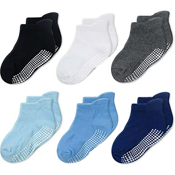 Baby Socks with Grippers, Baby Non Slip Grip Ankle Socks with Non Skid Soles for 0-12 Months Infants Kids Toddlers Boys Girls - 6 Pairs
