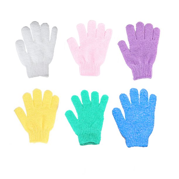 8 Pairs Exfoliating Shower Gloves, MoonSun Stretch Body Scrubber Loofah Gloves, Exfoliating Dual Texture Bath Wash Gloves for Shower, Spa, Massage, Family Scrubbing Glove for Women Men