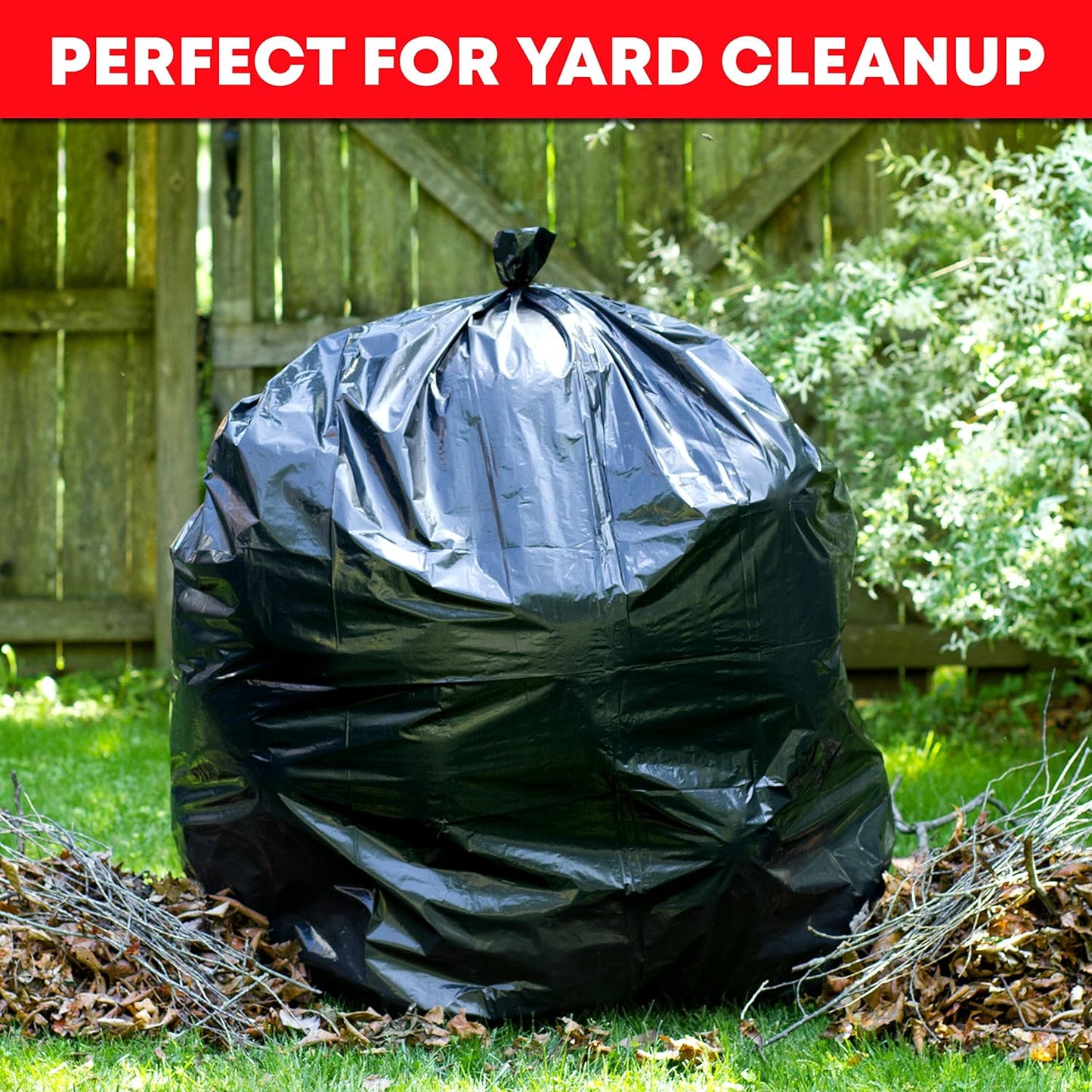 MoonSun Trash Bags, 2.2 Mil 55-60 Gallon Large Contractor Bags 30 Counts Heavy Duty Outdoor Garbage Can Liners Black