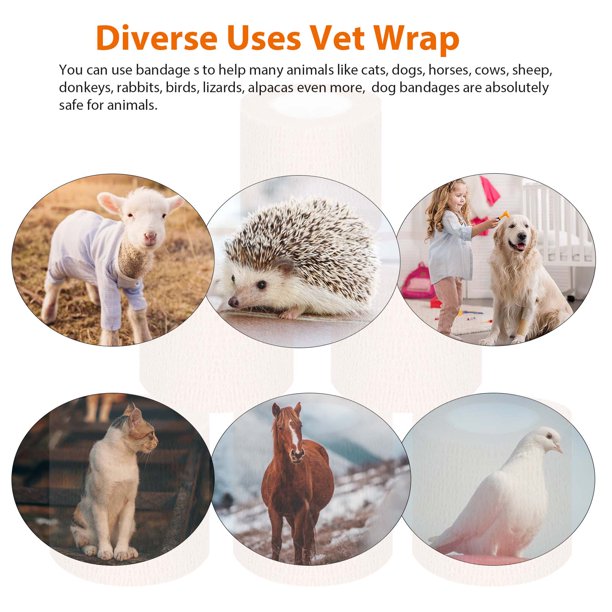 MoonSun Cohesive Bandages(6 Pack)-Breathable Athletic Tape,Multi-Purpose Non-Woven Cohesive Wrap,Self-Adhesive Elastic Bandage for Wrist & Ankle Sprain,Pet Vet Wrap for Dogs,Cat,Horses (2'' * 5 Yard)