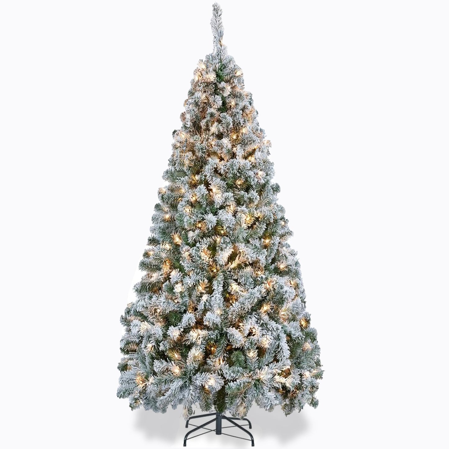 5ft Christmas Tree Pre-lit Snow Flocked Artificial Christmas Tree Holiday Decoration w/ Metal Stand