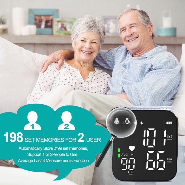 Automatic Wrist Blood Pressure Monitor, Adjustable Wrist Cuff, Portable BP Cuff Accurate Digital Heart Rate Monitor, Large LCD Talking Blood Pressure Cuff for Home Travel