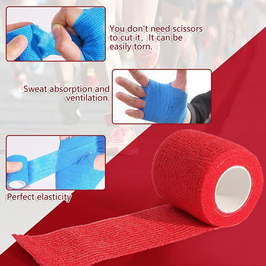 Self Adhesive Bandage Wrap, 2" x 5 Yards Elastic Sports Bandages, Breathable Cohesive Bandage Elastic Tape Vet Wrap for Pets, Athletic, Sports, Wrist, Knee, Ankle, Rainbow Colors