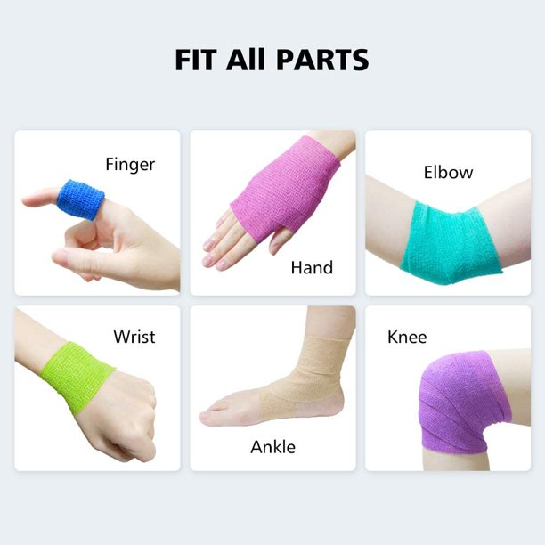 Self Adhesive Bandage Wrap, 2" x 5 Yards Elastic Sports Bandages, Breathable Cohesive Bandage Elastic Tape Vet Wrap for Pets, Athletic, Sports, Wrist, Knee, Ankle, Rainbow Colors