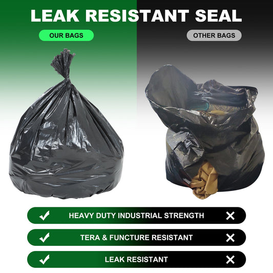 MoonSun 40-45 Gallon Trash Bags, 2.0 Mil 50 Count Large Black Garbage Bags, Heavy Duty Garbage Can Liners, Outdoor Garbage Bags for Commercial, Janitorial, Lawn, Leaf, and Contractors