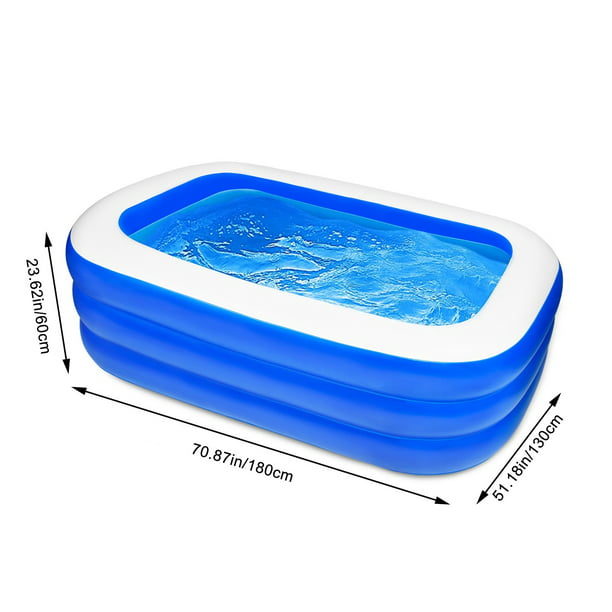 MoonSun Inflatable Pools Kiddie Pool, 71" X 51" X 24" Rectangle Swimming Pool for Kids, Toddlers, Infant, 3 Layers