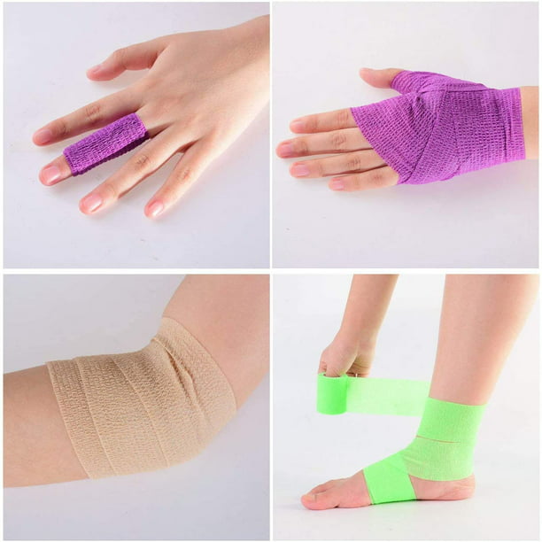 Self Adhesive Bandage Wrap, 2" x 5 Yards Elastic Sports Bandages, Breathable Cohesive Bandage Elastic Tape Vet Wrap for Pets, Athletic, Sports, Wrist, Knee, Ankle, Rainbow Colors