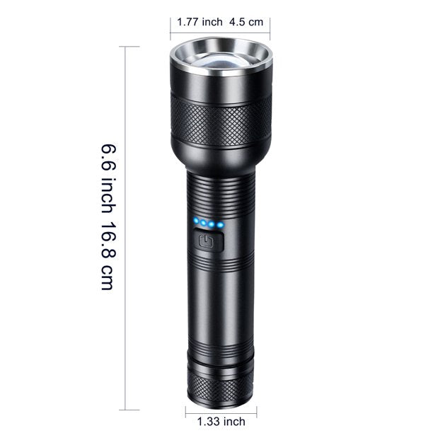 100000 Lumens Powerful Flashlight, Super Bright Rechargeable LED Handheld Flashlights for Hiking Hunting Camping Zoomable Outdoor Flashlights