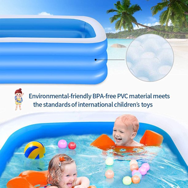 MoonSun Inflatable Pools Kiddie Pool, 71" X 51" X 24" Rectangle Swimming Pool for Kids, Toddlers, Infant, 3 Layers