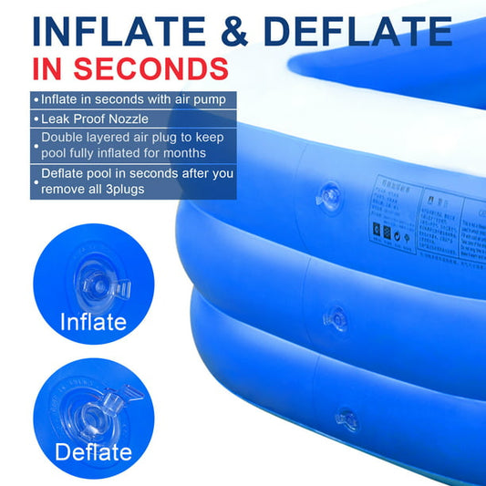 MoonSun Inflatable Pools Kiddie Pool, 71" X 51" X 24" Rectangle Swimming Pool for Kids, Toddlers, Infant, 3 Layers