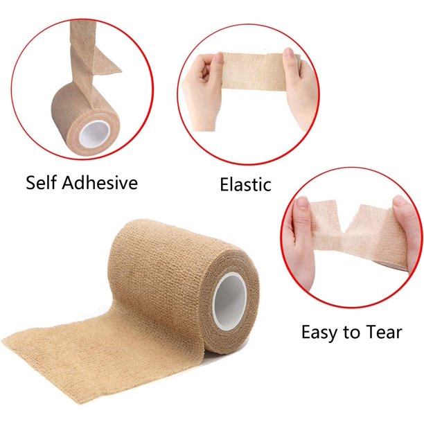Self Adhesive Bandage Wrap, 2" x 5 Yards Elastic Sports Bandages, Breathable Cohesive Bandage Elastic Tape Vet Wrap for Pets, Athletic, Sports, Wrist, Knee, Ankle, Rainbow Colors