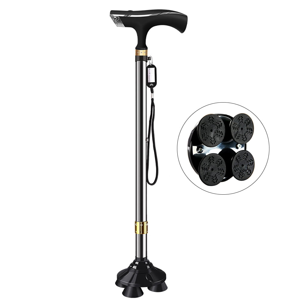 Walking Cane, 10 Levels Adjustable Cane for Men Women, Pivoting Quad Base