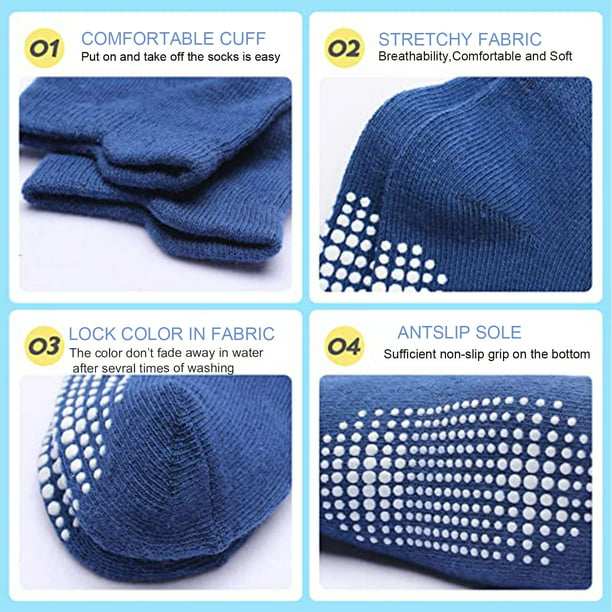Baby Socks with Grippers, Baby Non Slip Grip Ankle Socks with Non Skid Soles for 0-12 Months Infants Kids Toddlers Boys Girls - 6 Pairs