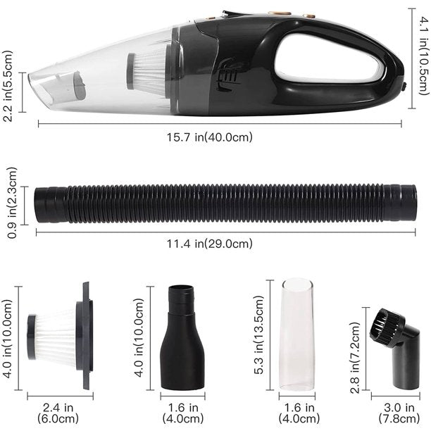 Portable Car Vacuum Cleaner, Handheld Cordless Rechargeable Car Vacuum, for Home, Car, Office Travel Cleaning, Black