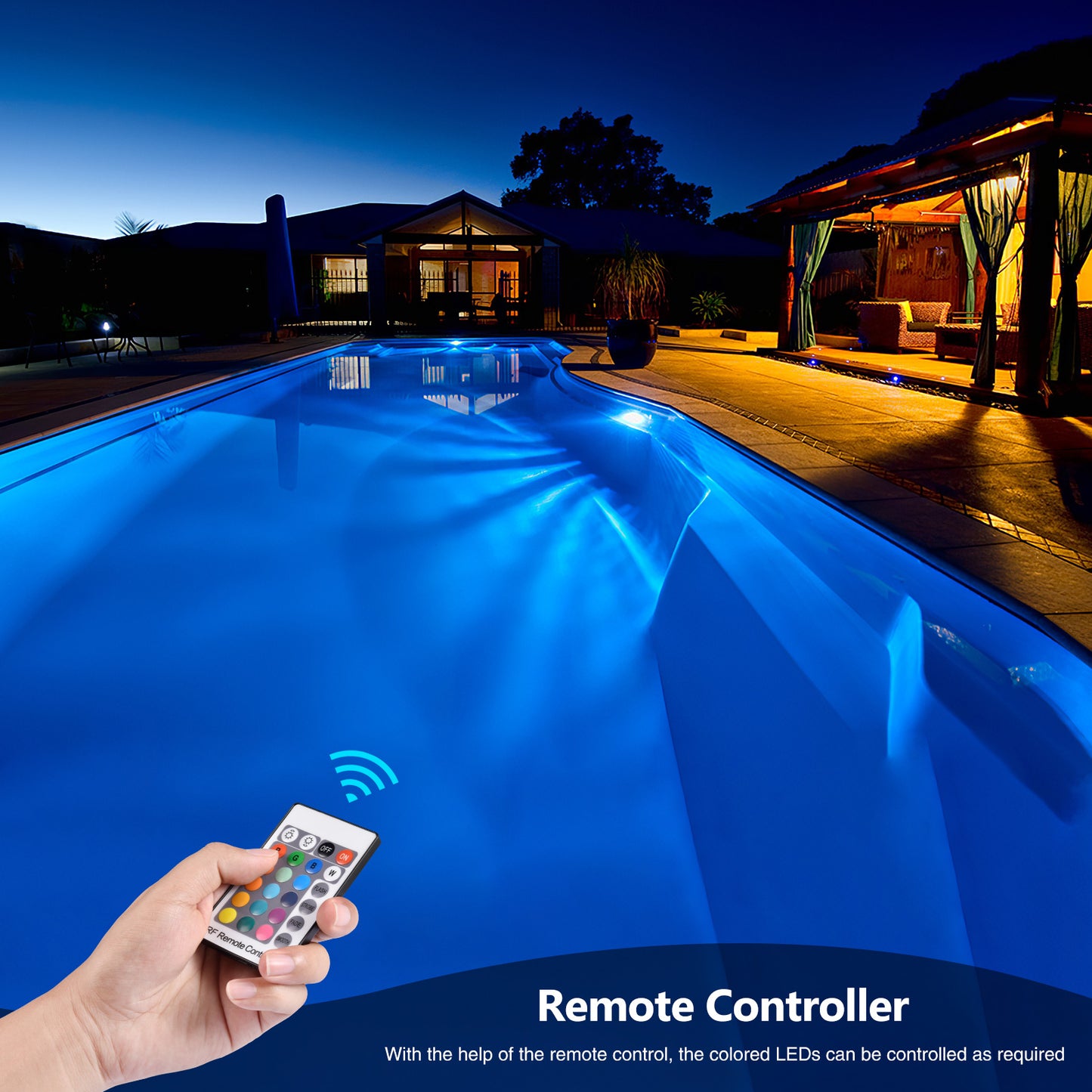 Submersible Pool Lights with Remote RF, 9" X 9" X 2" Submersible Led Lights Waterproof IP68, LED Underwater Lights, Colors Changing Pond Lights