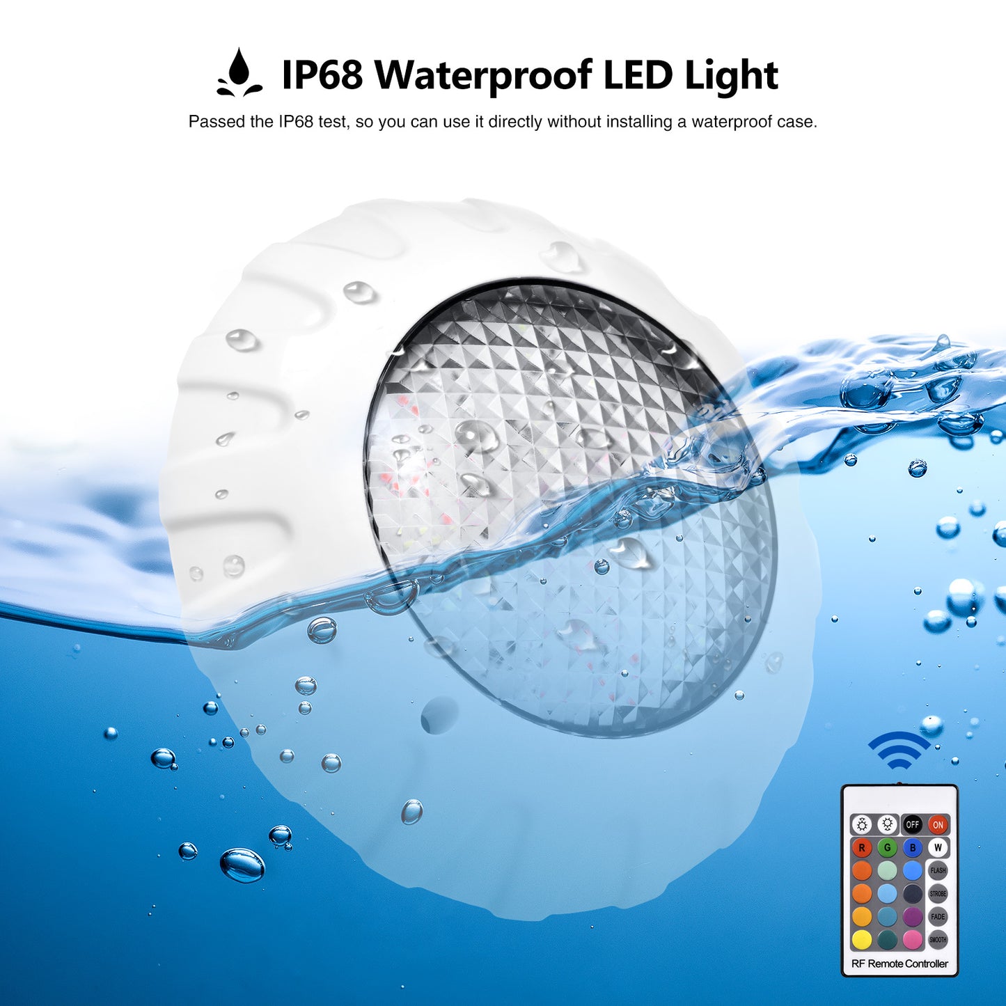 Submersible Pool Lights with Remote RF, 9" X 9" X 2" Submersible Led Lights Waterproof IP68, LED Underwater Lights, Colors Changing Pond Lights