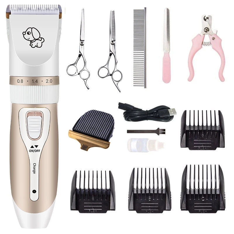 Pet Clipper Grooming Kit Cat Hair Clippers For Dog Reachageable Display Battery Trimmer Haircut,White