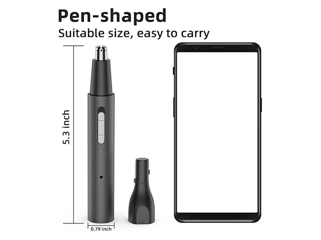 Nose Hair Trimmer, Rechargeable Professional Painless Eyebrow Trimmer for Ear Beard Hairline, 2 in 1 for Men and Women, Black