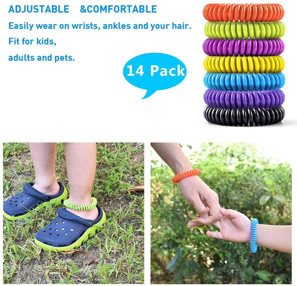 MOONSUN Ultrasonic Mosquito Repellent Bracelet Children Adult Anti Mosquito Wristband Insect Pest Control Ultrasonic Repeller 2 Pack