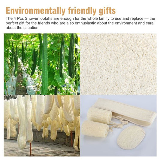 Natural Loofah Exfoliating Back Scrubber, Loofah Sponge Pads Body Sponge Scrubber for Men and Women,2Pcs