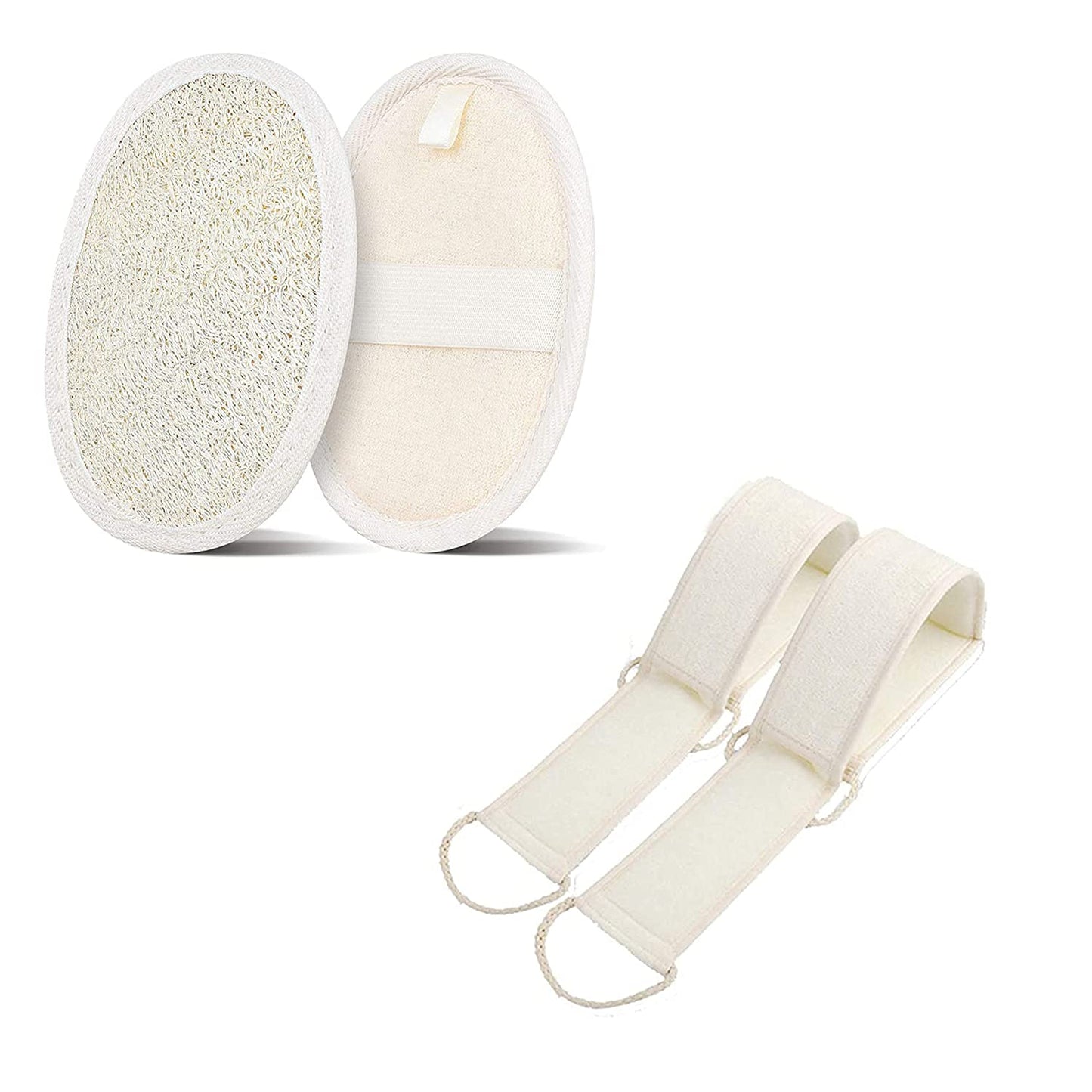 Natural Loofah Exfoliating Back Scrubber, Loofah Sponge Pads Body Sponge Scrubber for Men and Women,2Pcs