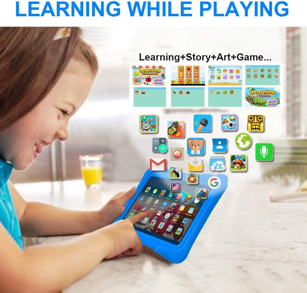 Kids Learning Android Tablet, 4GB RAM, 32GB ROM, Android 11, IPS HD Display, 7” Kids Tablet, Blue