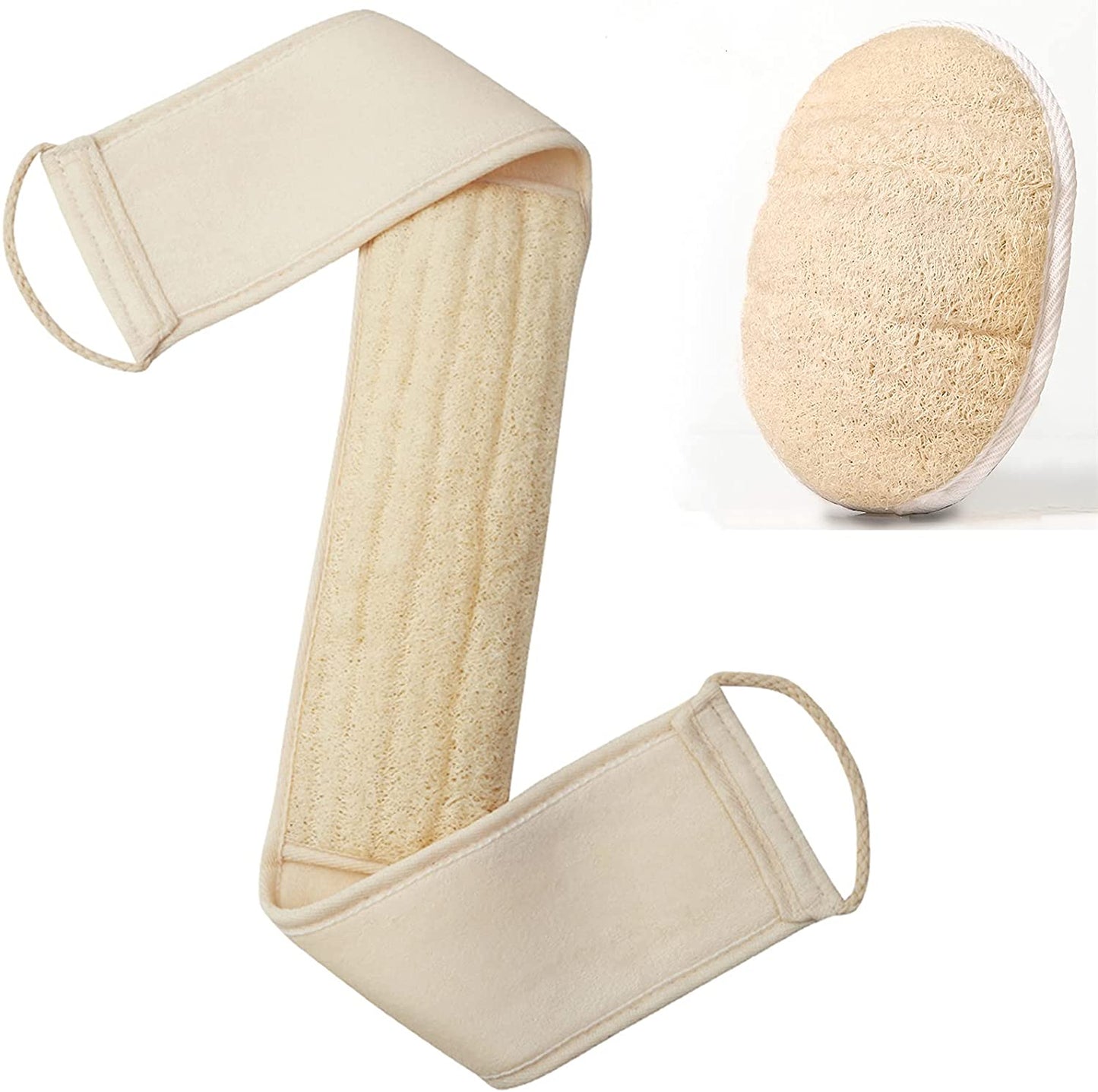 Natural Loofah Exfoliating Back Scrubber, Loofah Sponge Pads Body Sponge Scrubber for Men and Women