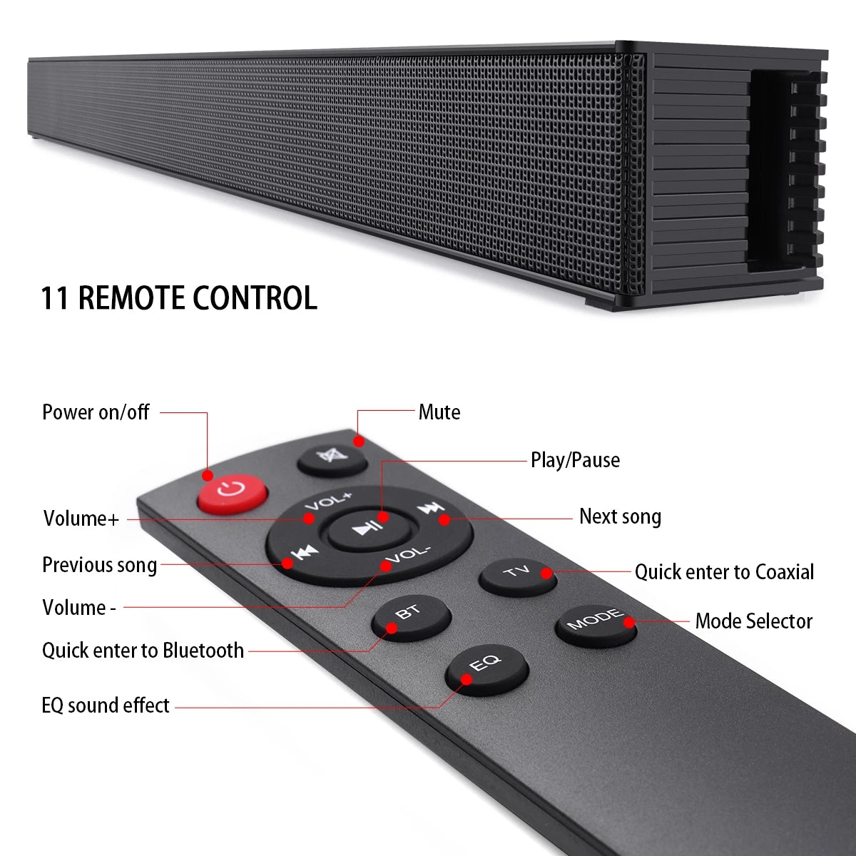Sound Bar, Home Theater TV Soundbar Works with Smart/4K TV/CEC Remote/Optical/AUX/PC/Wall Mounted Speaker