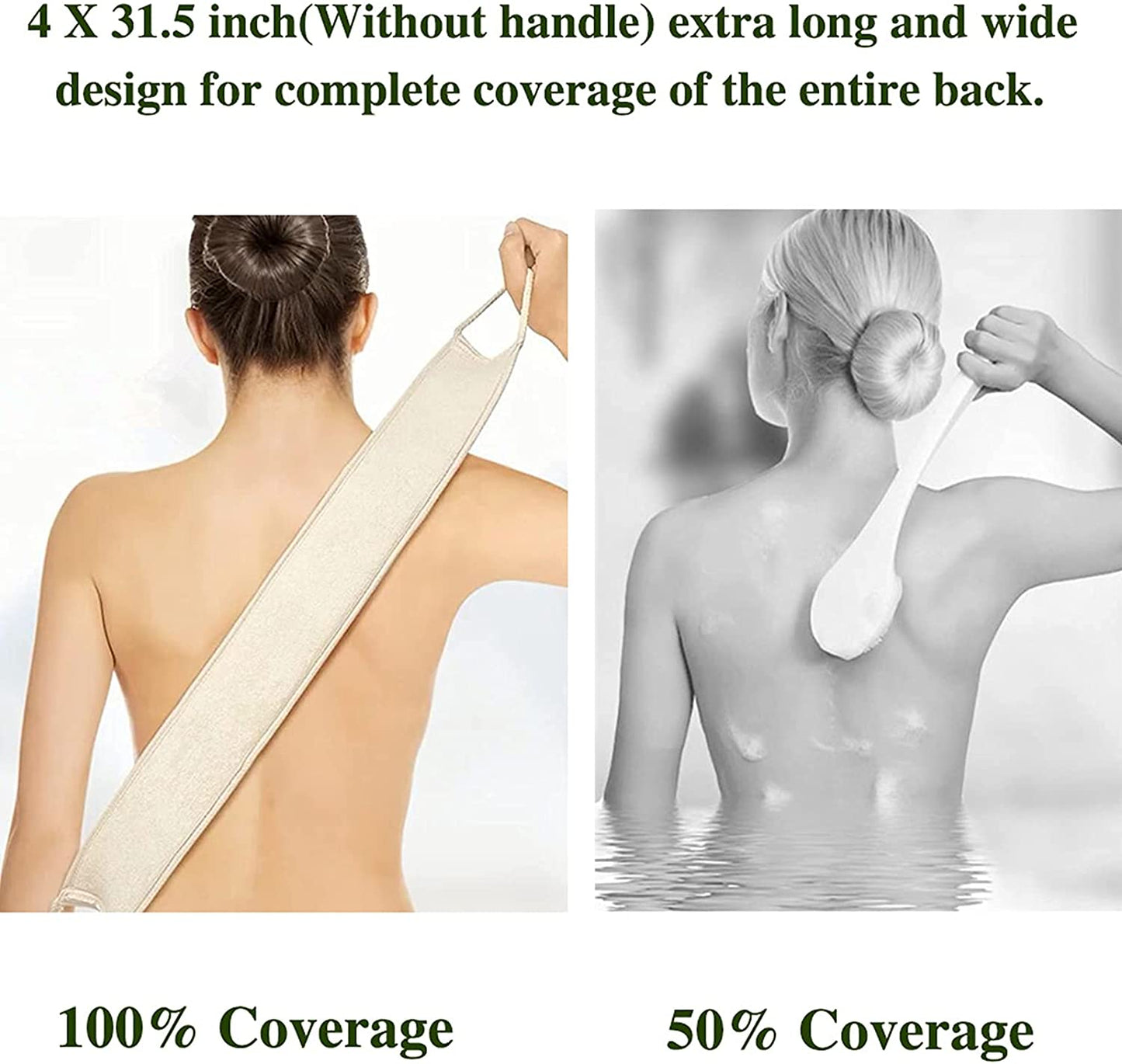 Natural Loofah Exfoliating Back Scrubber, Loofah Sponge Pads Body Sponge Scrubber for Men and Women