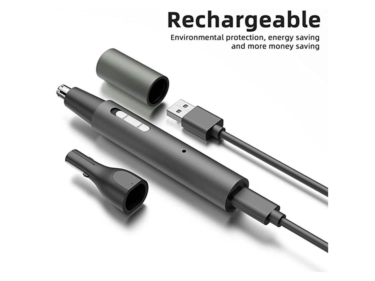 Nose Hair Trimmer, Rechargeable Professional Painless Eyebrow Trimmer for Ear Beard Hairline, 2 in 1 for Men and Women, Black