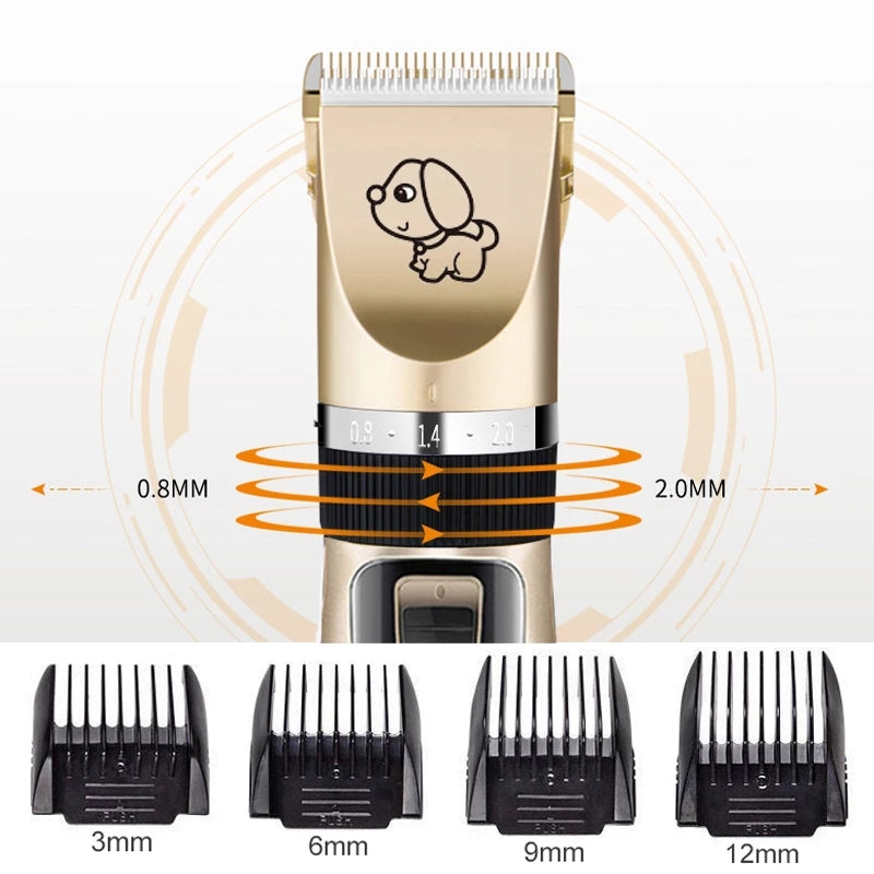 Pet Clipper Grooming Kit Cat Hair Clippers For Dog Reachageable Display Battery Trimmer Haircut,White