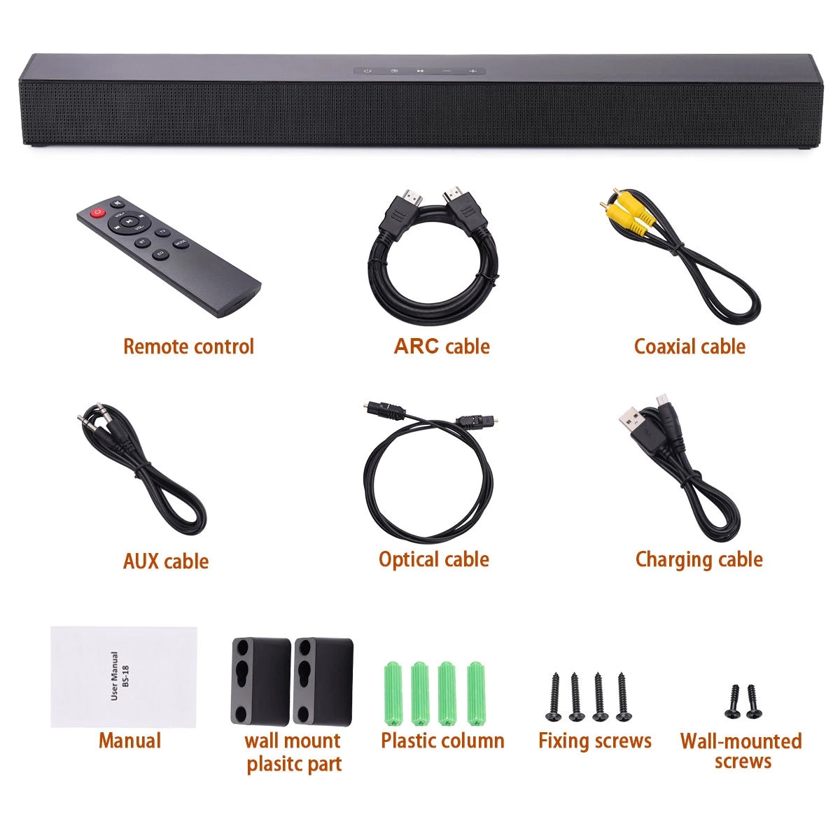 Sound Bar, Home Theater TV Soundbar Works with Smart/4K TV/CEC Remote/Optical/AUX/PC/Wall Mounted Speaker
