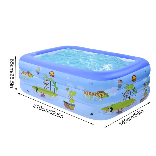MoonSun Square Inflatable Swimming Pool for kids adults, 82.6"x55"x25.5" Family Full-Sized Lounge Pool for Outdoor Garden Backyard Ground,Unisex