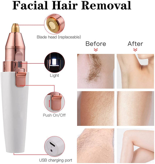 MOONSUN Eyebrow Beard Sideburn Mustache Trimmer Clipper Grooming Groomer Kit Electric Shaver for Men Women Rechargeable Razor Waterproof Painless Epilator Nose Hair Removal Remover Facial Body