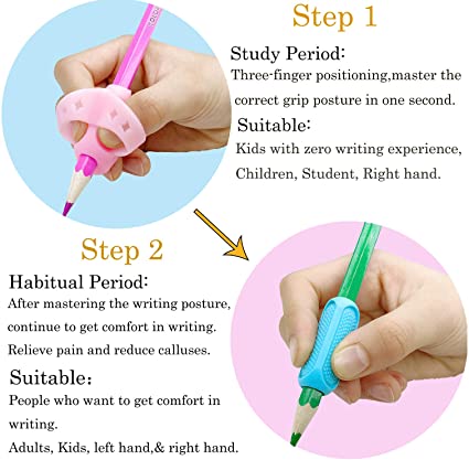 MOONSUN Pen Grip Writing Posture Corrector for Primary School Student School Supplies Kid Finger Pen Pencil Holder Help Learn Hold Grip Writing Corrector Silicone Writing Tool