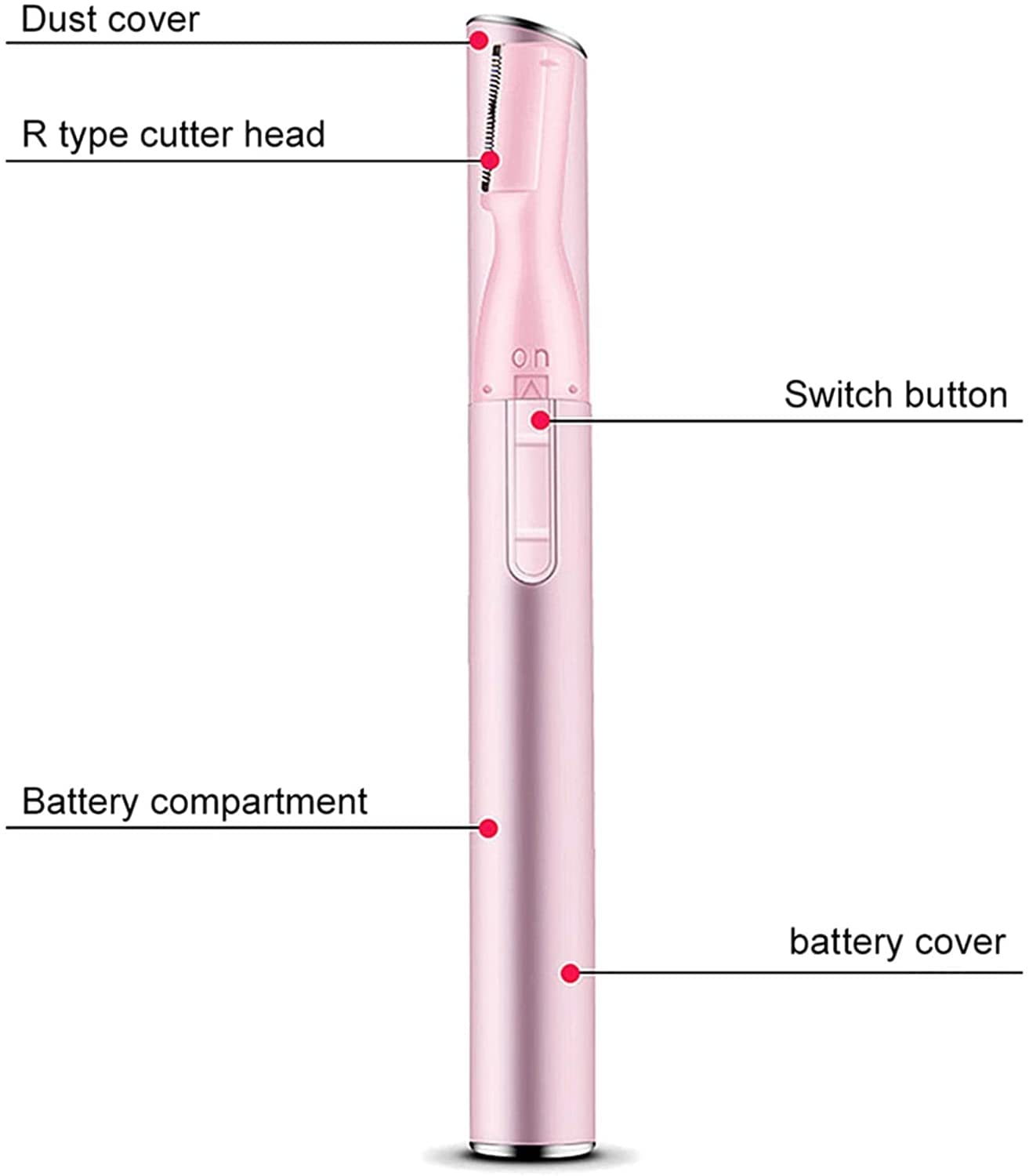 MOONSUN For Women Battery-Operated Facial Hair Remover with Comb Eyebrow Trimmer Precision Electric Eyebrow Razor